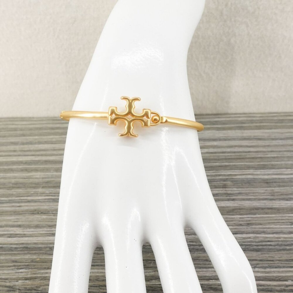Tory Burch Eleanor Hinged Cuff Bracelet Gold OS - Picture 6 of 12